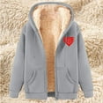 thumbnail image 4 of iHPH7 Fleece Hoodie Women Going Out Jackets for Women Hooded Jacket Women Womens Jacket Winter Jackets for Women Womens Jackets Casual Warm Jackets for Women Light Gray 5XL, 4 of 6