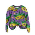 thumbnail image 5 of Craaazy Women's Mardi Gras Shirts Round-neck Casual Long-sleeved Sweatshirt Holiday Party Costumes Graphic Carnival Top Gifts, 5 of 6