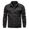 thumbnail image 1 of Mens Fashion Simple Loose Double Duty Jacket Pocket Fitting Jeans Non Fall Jacket Solid Long Sleeve Shirt, 1 of 3