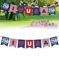 thumbnail image 2 of LKZQHMC 3 Pcs USA 250th Anniversary Banner - USA Banner Bunting 4th of July Decorations,1776-2026 Independence Day Decorations for 4th of July,Memorial Day & Veterans Day,Style B-Blue, 2 of 8