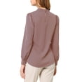 thumbnail image 4 of INSPIRE CHIC Women's Stand Collar Pleated Button Keyhole Button Blouse XL Gray Purple, 4 of 8