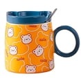 thumbnail image 1 of Taza de 420 ml con tapa, cuchara, taza de cerámica de conejo lindo de dibujos animados, taza de agua para el hogar, taza de café de oficina, taza de desayuno, taza de oso de dibujos animados con, 1 of 5