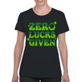 thumbnail image 2 of Zero Lucks Given Funny St. Patricks Day Shamrock Design Women's T-shirt, 2 of 3