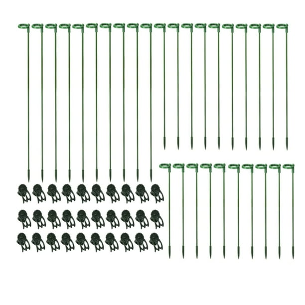 30 Piezas de Estacas de Soporte para Plantas con 30 Piezas de Clips para Plantas Soporte Floral para Flores de JardíN Estaca de Soporte de un Solo Tallo
