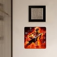 thumbnail image 3 of 12 Inch Wall Clock Battery Operated Square Clock Decorative for Office, Kitchen, Outdoor, Living Room，Burning Skull Guitarist Lovely, 3 of 4