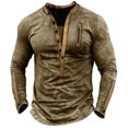 thumbnail image 3 of MiYuan Mens Distressed Henley Raglan Long Sleeve Shirts Front Placket Retro Long Sleeve Tee Shirts Casual Button down Washed T-Shirts for Men, 3 of 5