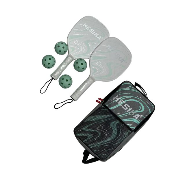 Langgg Pickleball Racket Set 4 Balls and Bag Racquets Pickleball Grip Carry Comfort Green 41.5x20.5cm