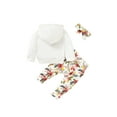 thumbnail image 4 of Qiylii Girls Floral Clothes Set, Long Sleeve Hooded Pullover+Pants+Headdress, 4 of 9