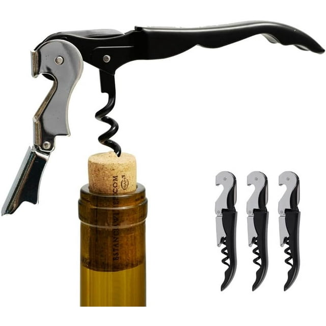 GFDYREE Wine Openers (3 Pcs, Black Coat) \u2013 Non-Stick Coated Screw Extractor Bar Accessories for Bartender \u2013 Corkscrews for Wine Bottles, Beer, & More -Perfect Bar Tools for Servers
