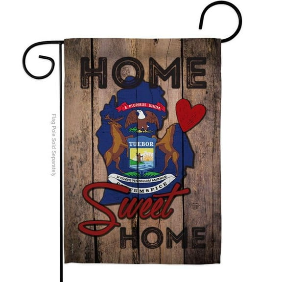Ornament Collection  13 x 18.5 in. State Michigan Home Sweet American State Vertical Garden Flag with Double-Sided House Decoration Banner Yard Gift
