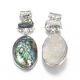 thumbnail image 2 of 3pcs Abalone Shell/Paua Shell Big Pendants with Brass Findings Oval 78~84mm Hole: 5x7mm, 2 of 2