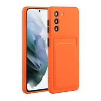 for Samsung Galaxy S22 Plus Case with Credit Card Holder Slot TPU Soft Silicone Scratch-Resistant Slim Wallet Case Protective Cover for Samsung Galaxy S22 Plus 6.6 inch,Orange