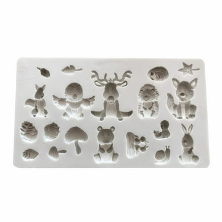 

KKCXFJX Fondant Forest Cartoon Animal Silicone Mold Baking Tools Epoxy Mold Cake Decoration Chocolate Mold
