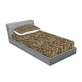 thumbnail image 2 of Ambesonne Paisley Fitted Sheet & Pillow Sham Set, Persian Hippie Florets, Twinxl, Sand Brown Chocolate, 2 of 2