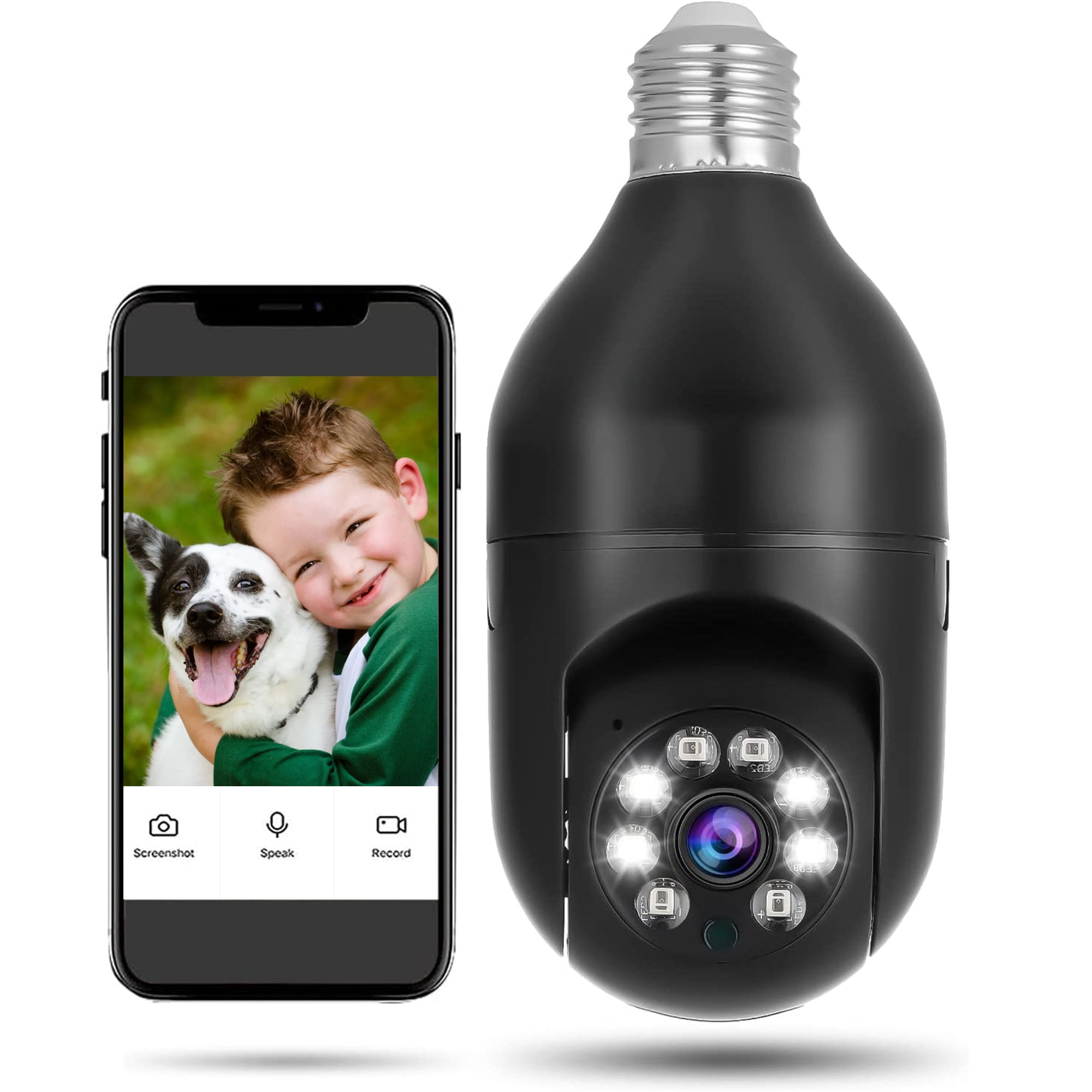 E27 Light Bulb Camera WiFi Outdoor Indoor 1080p 360 Degree Panoramic Smart Home Security Wireless Smart Bulb Camera Dome Surveillance IP HD CCTV Night Vision Light Bulb