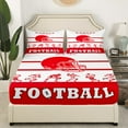 thumbnail image 3 of Erosebridal American Football Bed Sheets Set King Size,Football Sheet Set,White Red Sports Sheets,Football City Team Flat Fitted Sheet with 2 Pillowcases Bedroom Decor(Kansas), 3 of 6