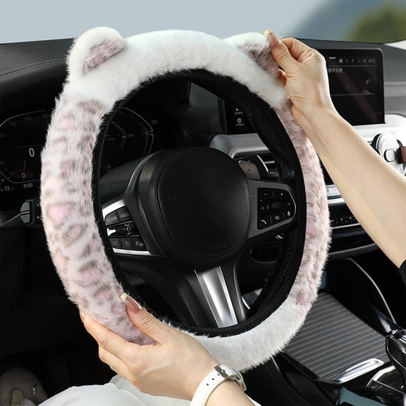 Steering Wheel Cover,Fuzzy Steering Wheel Cover,Car Fluffy Steering Wheel Cover,Universal Furry Auto Steering Wheel Protector for Warm Winter, Elastic Non-Slip Car Steering Wheel Cover(E)