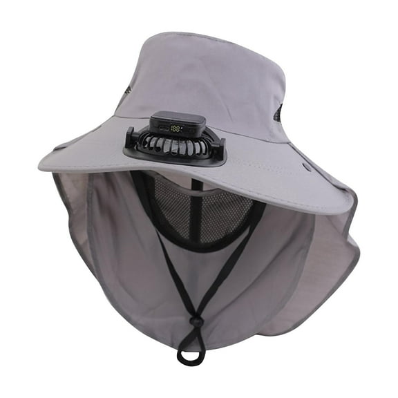 Moocorvic Men Sun Hat with Fan Fishing Wide Summer Hats for Outdoor Summer Camping Beach, USB Rechargeable & Solar Powered
