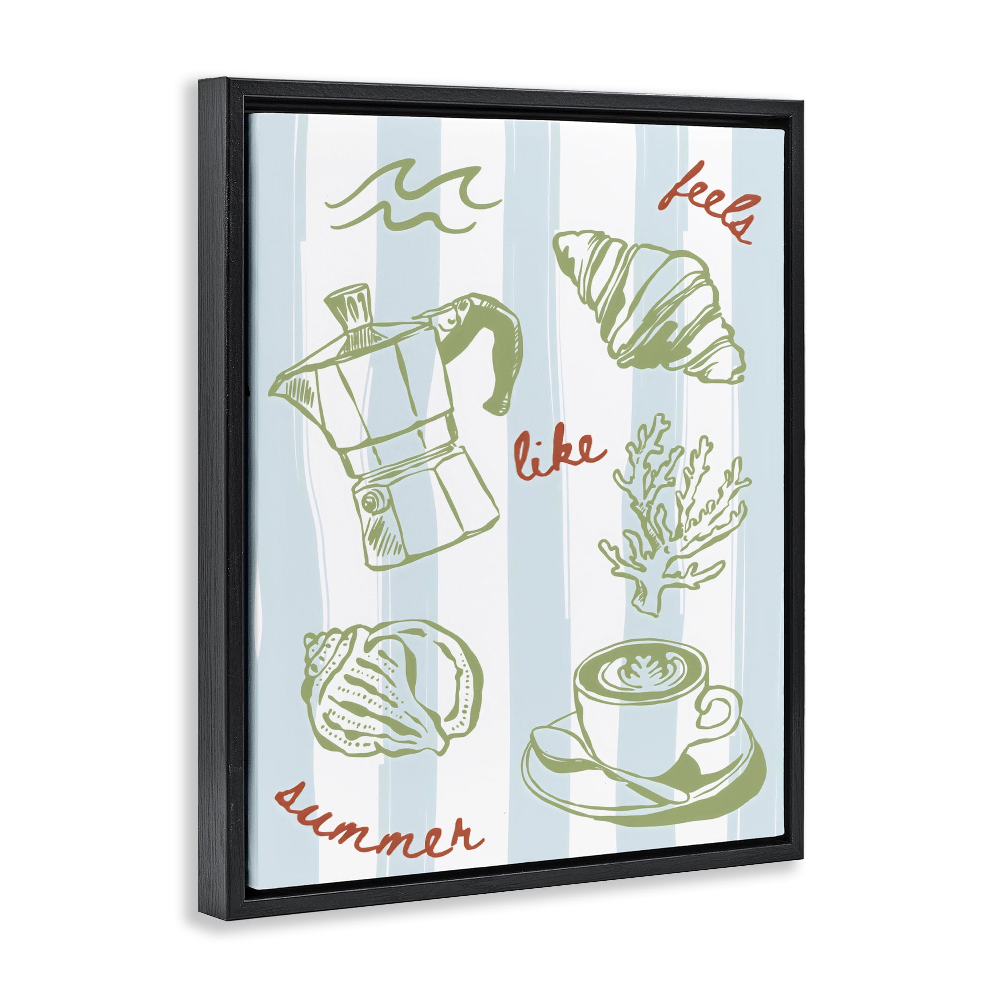 Stupell Industries Feels Like Summer on Stripes Black Framed Floater Canvas Wall Art, design by The Prints Vibe