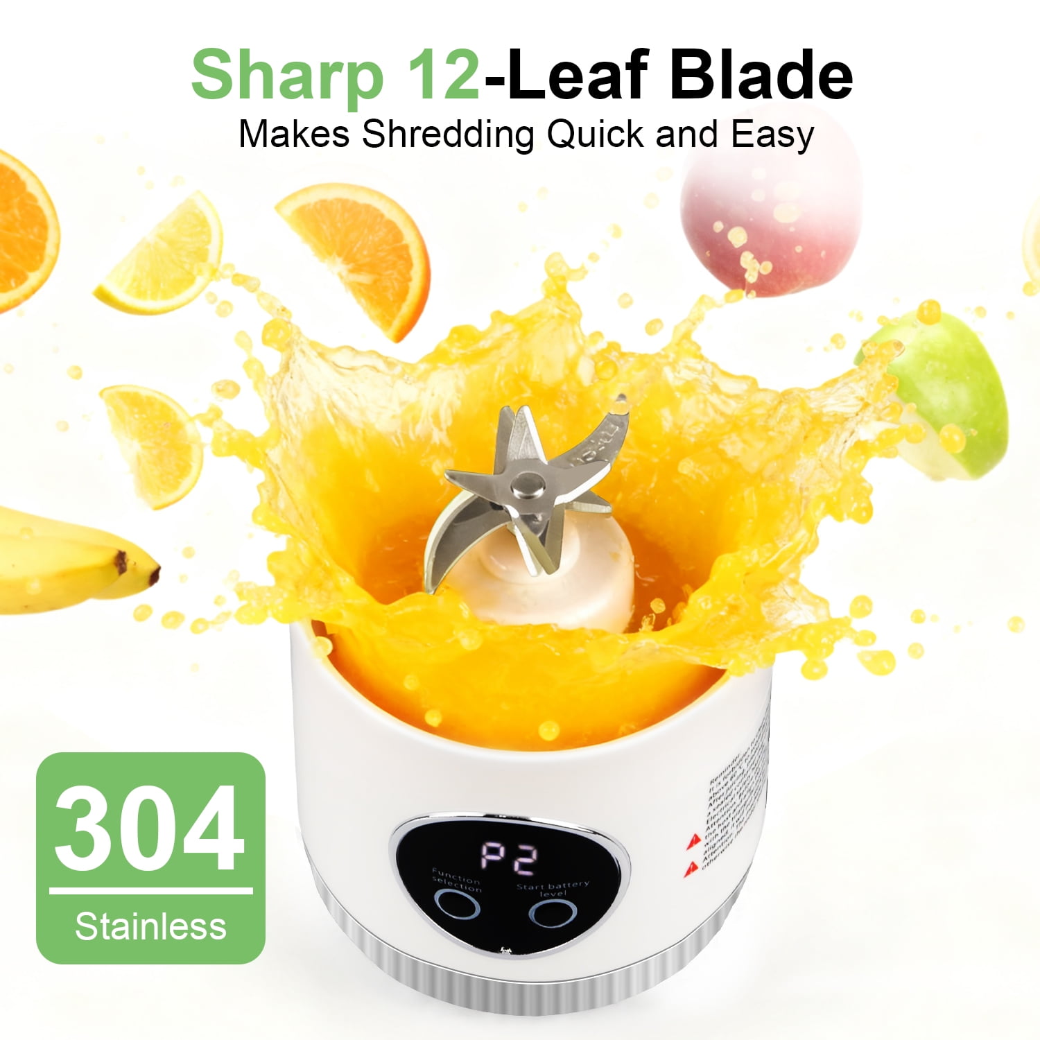 Portable Blender for Shakes and Smoothies,450mL HopePow Kitchen USB Rechargeable Shaker Juicer Blender 12 Sharp Stainless Steel Blades Cordless Personal Portable Small Blender for Smoothies,Kitchen