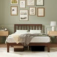 thumbnail image 6 of Novilla 12 Inch Full Size Bed Frame Solid Wooden Full Bed Frames with Headboard Wooden Classic Bed Frame Foundation, No Box Spring Needed, Easy Assembly, Walnut, 6 of 9