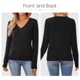 thumbnail image 5 of QUALFORT Women’s 100% Cotton V-Neck Pullover Sweater, Long Sleeve Lightweight Sweater for Women, Soft Classic Solid Color Knit Top, 5 of 9
