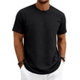 thumbnail image 2 of Heavyweight T Shirts for Men Summer Short Sleeve Crewneck Textured Loose Casual T-Shirts Stretch Solid Basic Tee Shirt, 2 of 8