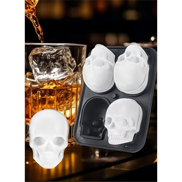shiyou-2-Pack Skull Ice Cube Tray, 2.5'' Large Skull Ice Molds for Halloween Decor, BPA-Free Silicone, Easy Release, Perfect for Whiskey, Cocktails, and Bourbon