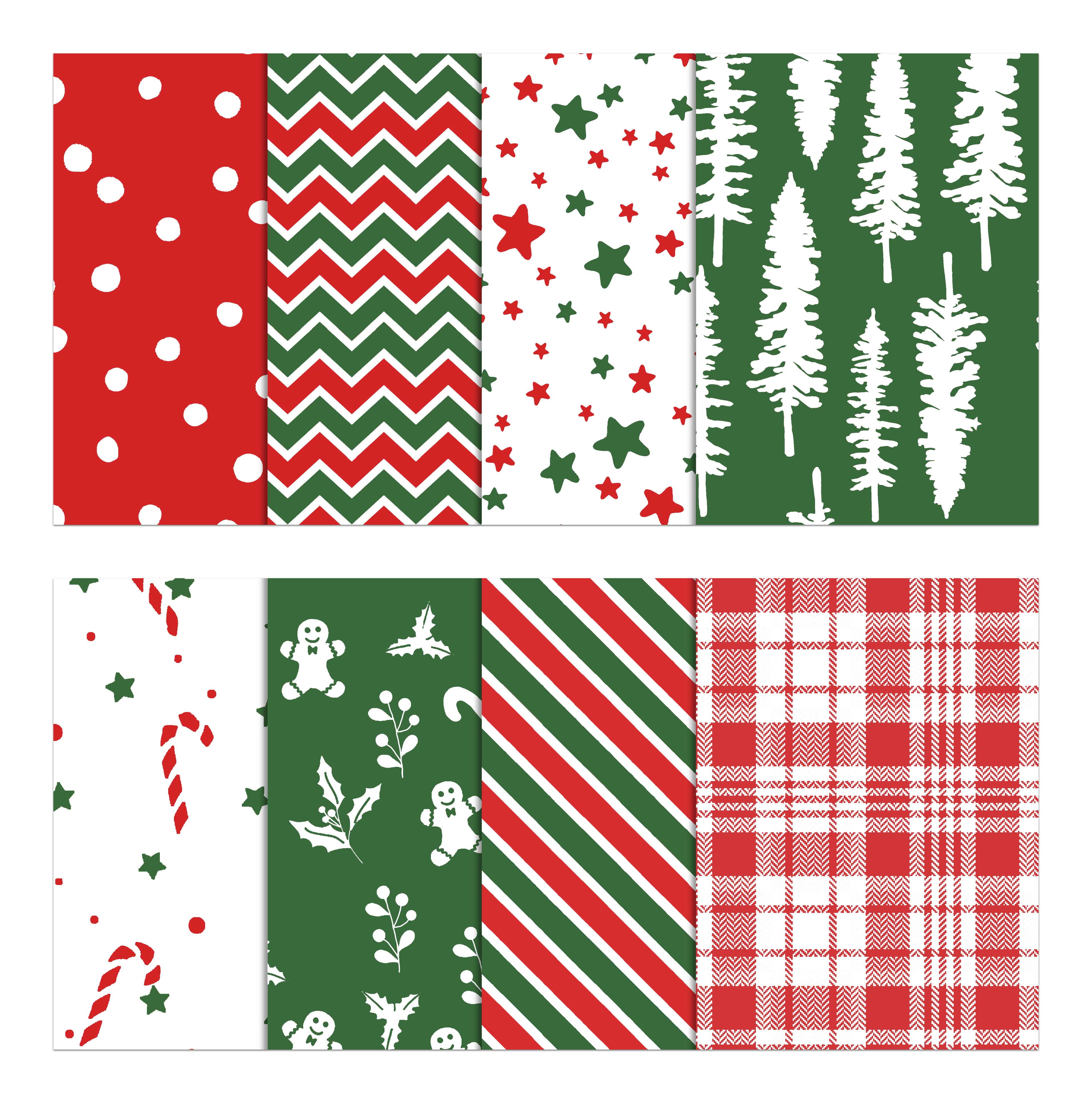 Soimoi 8 Pc Fat Quarter Bundle-ChristmasPrint 18"x 22"DIY Patchwork-100% CottonPre-Cut Quilting Fabric Red- White & Green