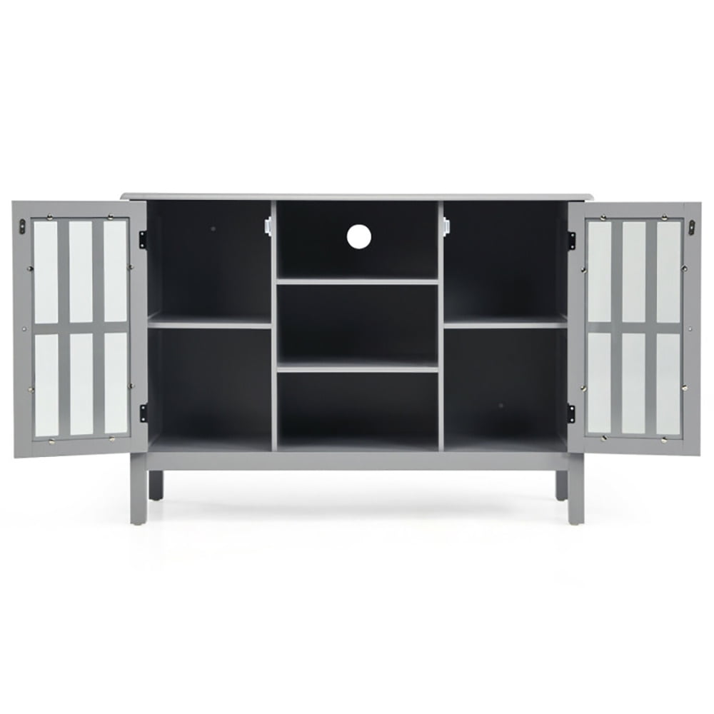 Finihen TV Stand, TV Cabinet, Wooden TV Stand Console Cabinet for 50 Inch TV, Media Entertainment Center with Storage, for Living Room, Bedroom, Gray