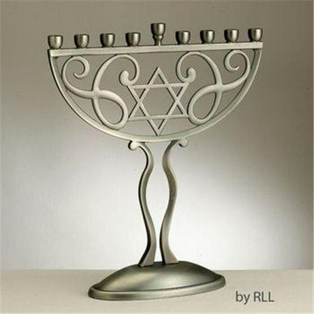 Judaica Kingdom RL-MP-73-AS Antique Classic Menorah - Silver Finish