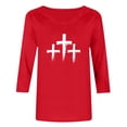 thumbnail image 3 of Yievot 3/4 Length Sleeve Womens Easter Shirts Graphic Printed Tee Loose Crew Neck Womens Tops, 3 of 4