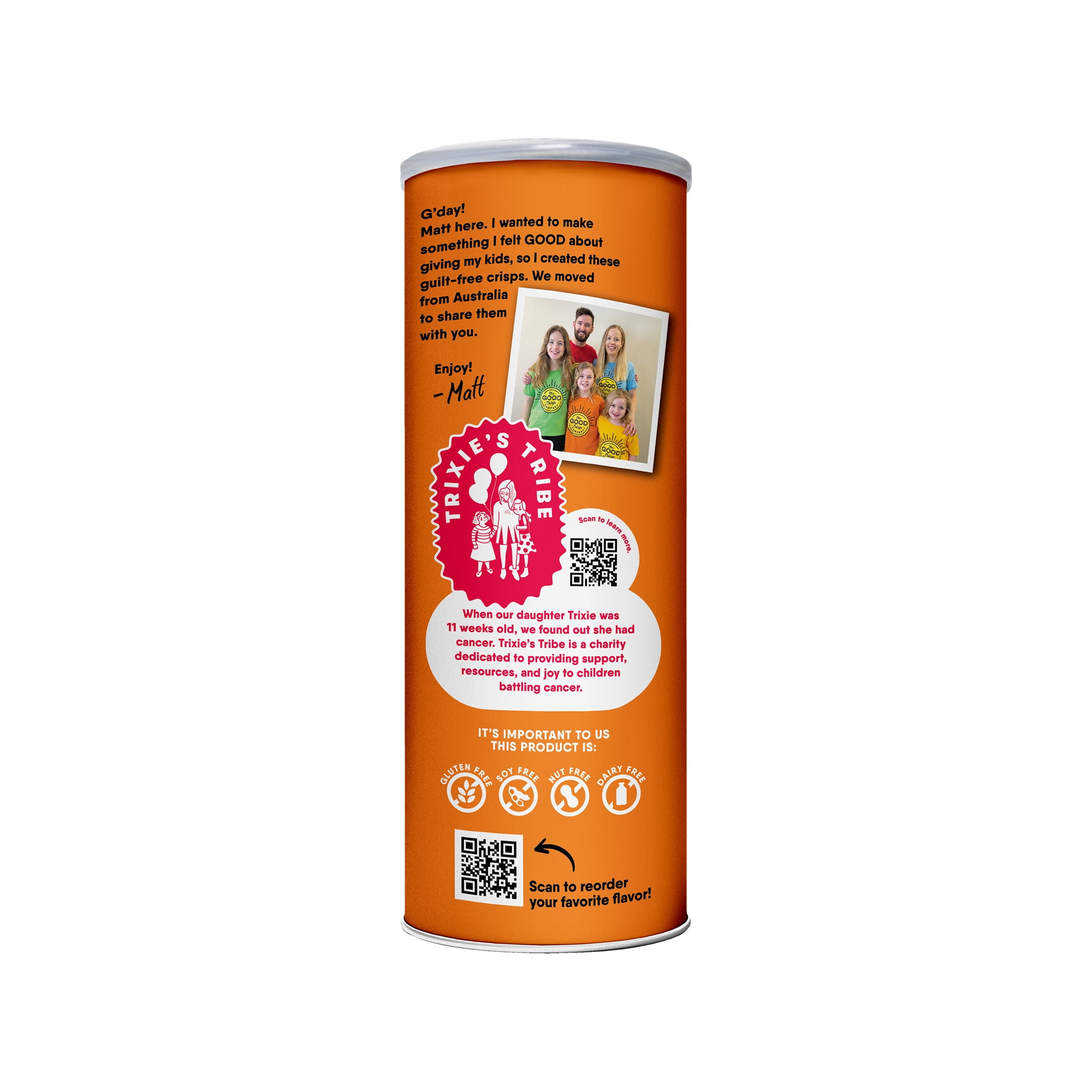 (3 pack) The Good Crisp Company Gluten Free Outback BBQ Snack Chips in Paperboard Canister, 5.6 oz