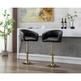 thumbnail image 2 of Guyou Modern Swivel Bar Stools Set of 2, Adjustable PU Leather Counter Bar Chairs with Footrest for Kitchen Island Dining Room, Black, 2 of 12