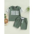 thumbnail image 3 of Infant Baby Boys Summer Clothes Outfits 3M 6M 12M 18M 24M 3Y Little Dude Short Sleeve Drop Shoulder T Shirt Casual Shorts Set, 3 of 10