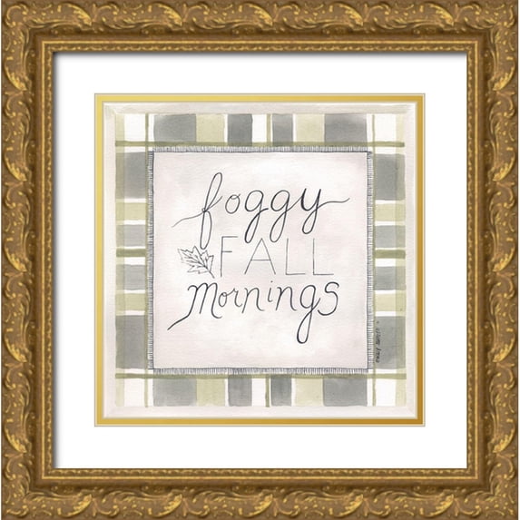 Shamp, Cindy 15x15 Gold Ornate Wood Framed with Double Matting Museum Art Print Titled - Foggy Fall Mornings