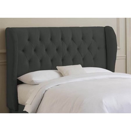 Tufted Wingback Headboard w Foam Padding in Velvet Pewter (Full) - Walmart.com