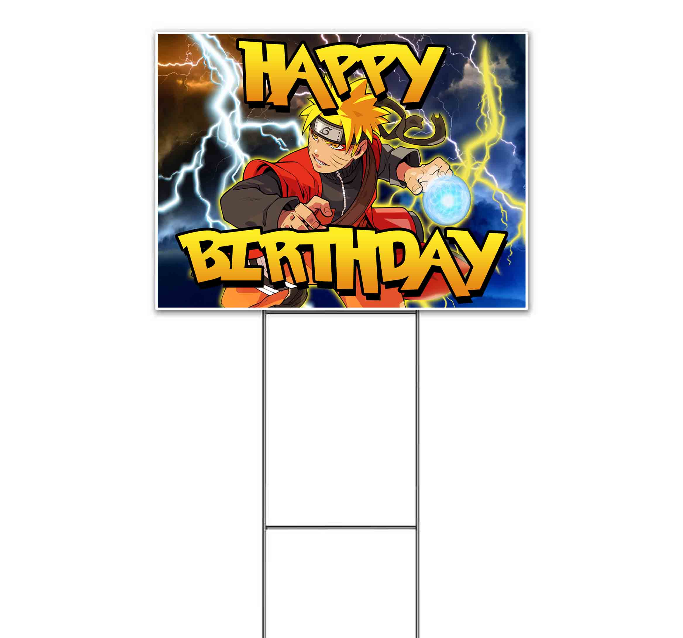 Happy Birthday Anime Character (18 x 24) Yard Sign, Includes Metal Step  Stake 