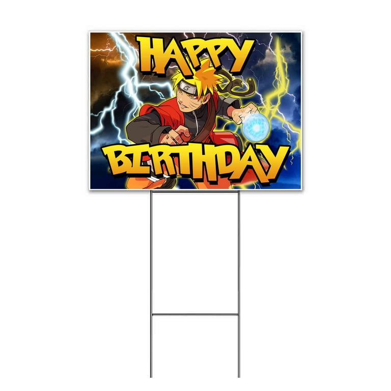 Happy Birthday Anime Character (18 x 24) Yard Sign, Includes Metal Step  Stake 