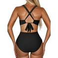 thumbnail image 2 of Women Sexy  Criss Cross Halter One Piece Swimsuit Monokini Cutout Tummy Control Bathing Suit Swimwearg, 2 of 5