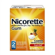 Nicorette Nicotine Gum Fruit Chill 2 milligram Stop Smoking Aid 100 count