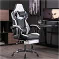 thumbnail image 2 of JERFIT Black and White Gaming Chair with Footrest, Ergonomic High-Back PVC Leather, 2 of 7