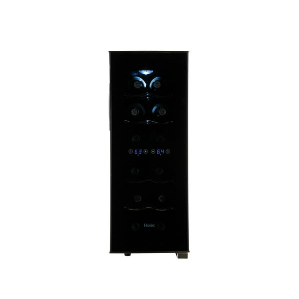 Haier Quiet 12Bottle Dual Zone Thermoelectric Black Wine Cellar with