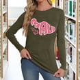 thumbnail image 2 of Womens Long Sleeve Graphic T Shirts Plus Size Trendy Loose Fit Letter Printed Tops Fall Crew Neck Going out Basic Tees Y_Army Green 0730*women tshirts L, 2 of 5