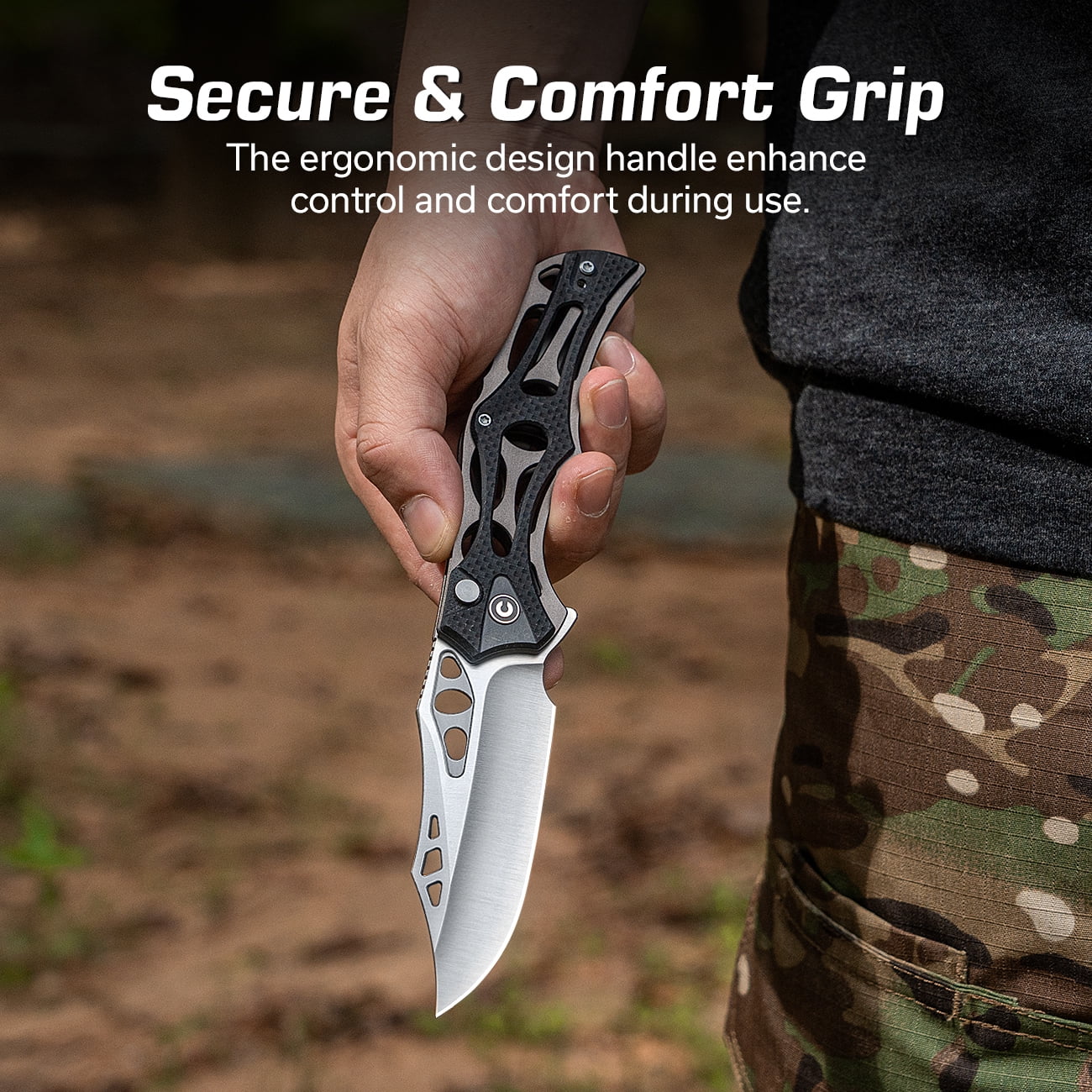 CIVIVI Biophase Pocket Folding Knife with 3.48" Nitro-V Blade, Gray Aluminum With Black Coarse G10 Handle C23083C-3