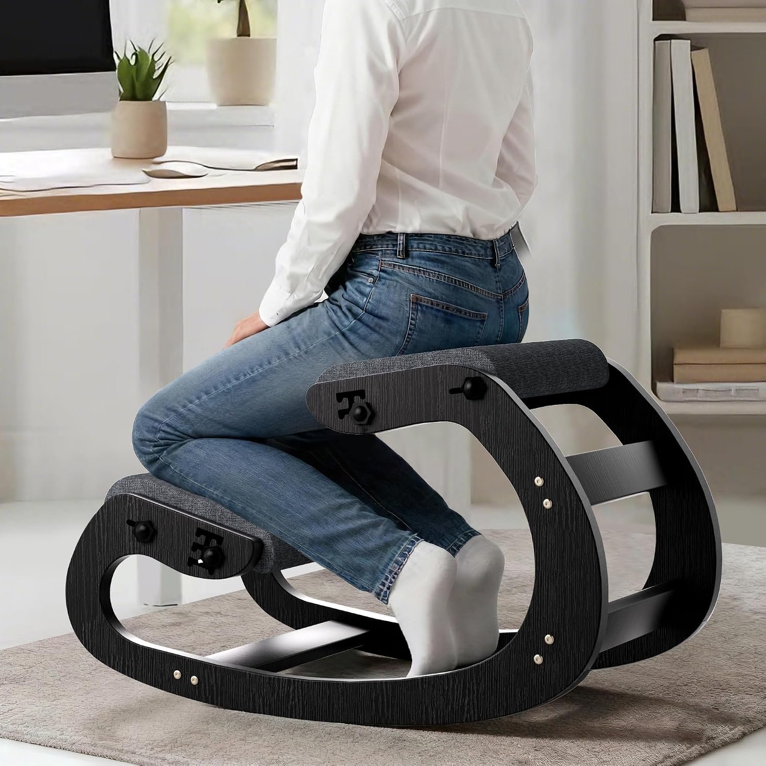 ergonomic kneeling chair with wooden product