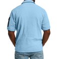 thumbnail image 4 of Domzest Mens Polo Shirt Big and Tall Quarter Zip Lapel Collar Short Sleeve T Shirt 2026 Casual Stylish Grid Textured Golf Shirt Light Blue M, 4 of 4