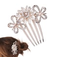 thumbnail image 3 of KAKOWELY Pasador de pelo con 5 pasadores y perlas de imitación de diamantes de imitación para mujer, accesorio para el pelo para boda (mariposa sobre flor), 3 of 4
