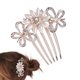 thumbnail image 3 of KAKOWELY Pasador de pelo con 5 pasadores y perlas de imitación de diamantes de imitación para mujer, accesorio para el pelo para boda (mariposa sobre flor), 3 of 4