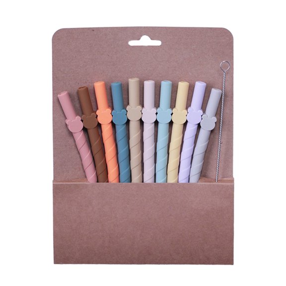 HomeLife 10Pcs Colorful Silicone Straws Reusable Easy to Clean BPA-free Food Grade Dishwasher Safe Straight Straws